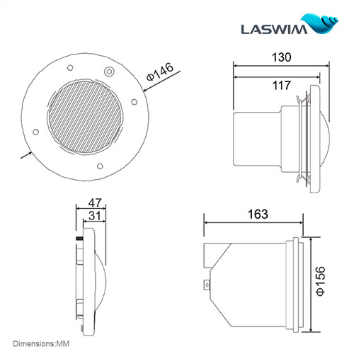 Laswim 12V Customized Pool Light Underwater Stainless Steel Led Swimming Pool Lights with Waterproof