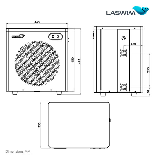 Laswim Custom Factory Price Wholesale Mini Inverter Swimming Pool Heat Pump for Above Ground Pool, 5.6 KW Electric Pool Heater
